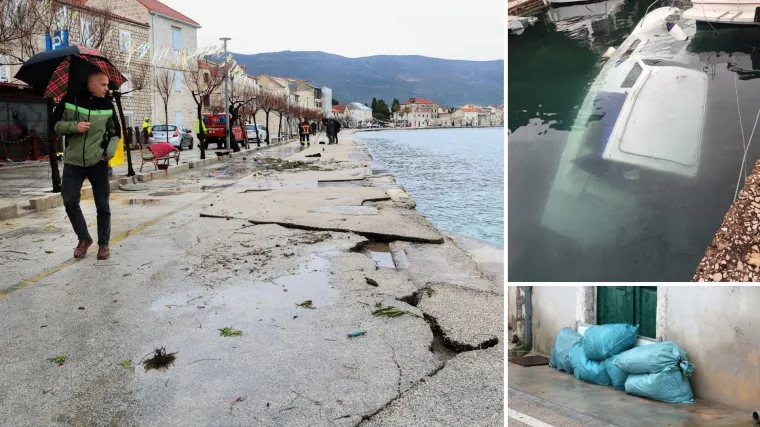 Jutro nakon olujnog juga i ekstremne plime: Razbijena riva, razvaljena vrata, brodice pod morem